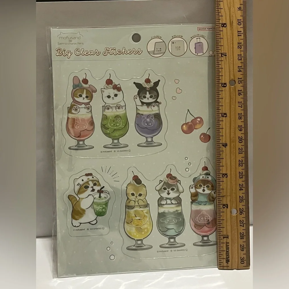 Mofusand/Sanrio Family Big Clear Stickers